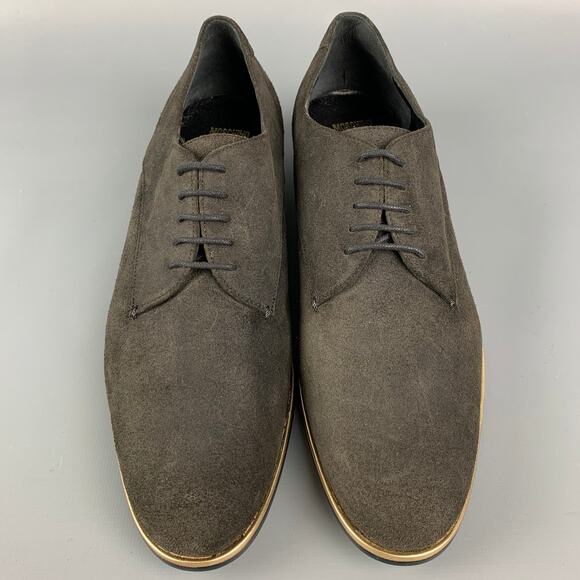 MOSCHINO Size 9.5 Brown Suede Gold Trim Laces - Picture 4 of 7